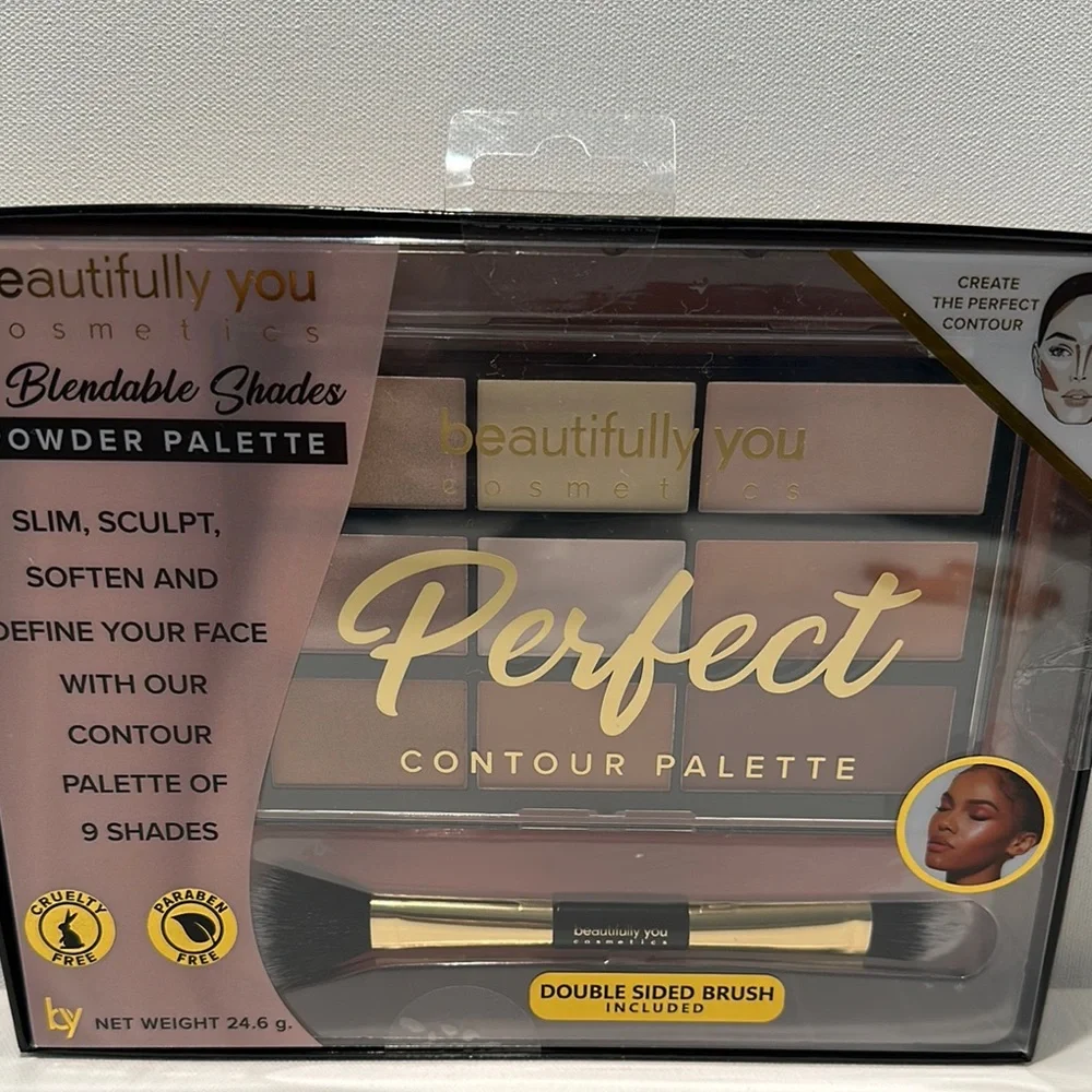 Beautifully You 9 Perfect Blendable Shades Powder Palette W/ Double sided brush.
